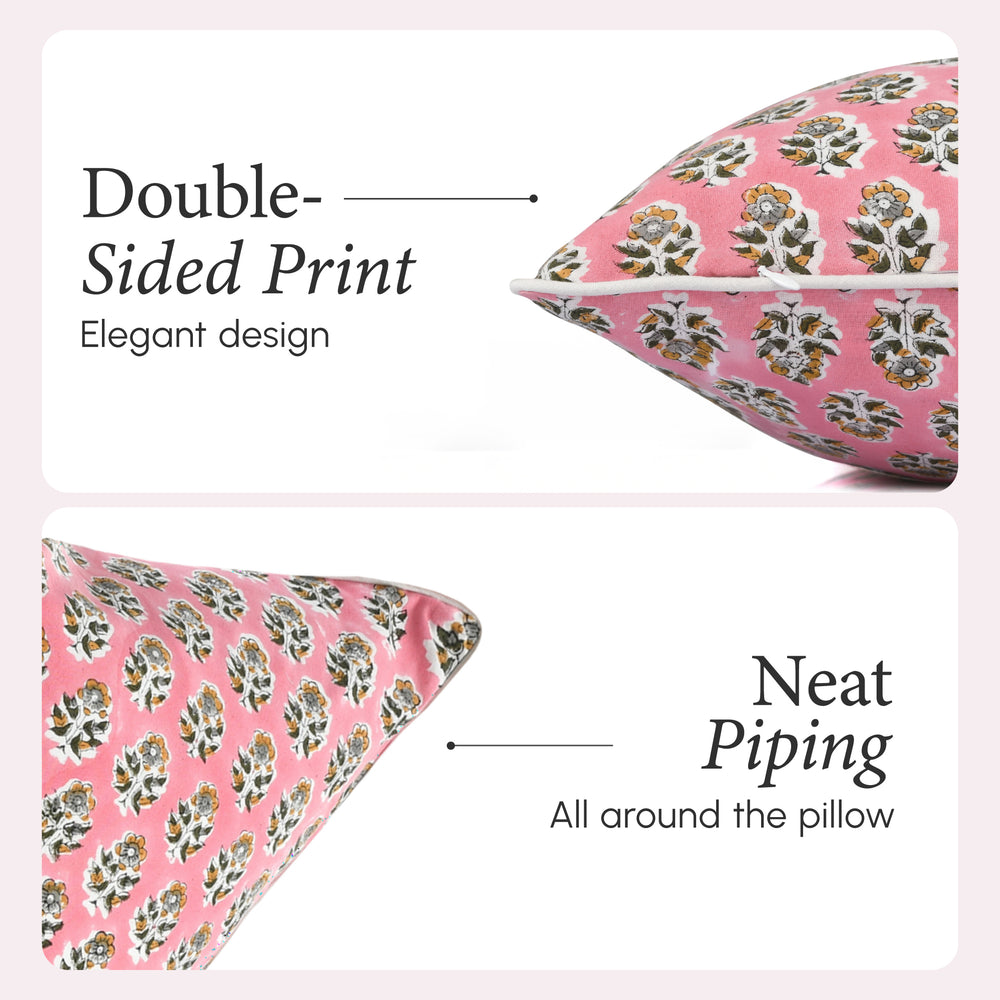 Piping Throw Pillow Covers - Poppy Pink (Set of 2)