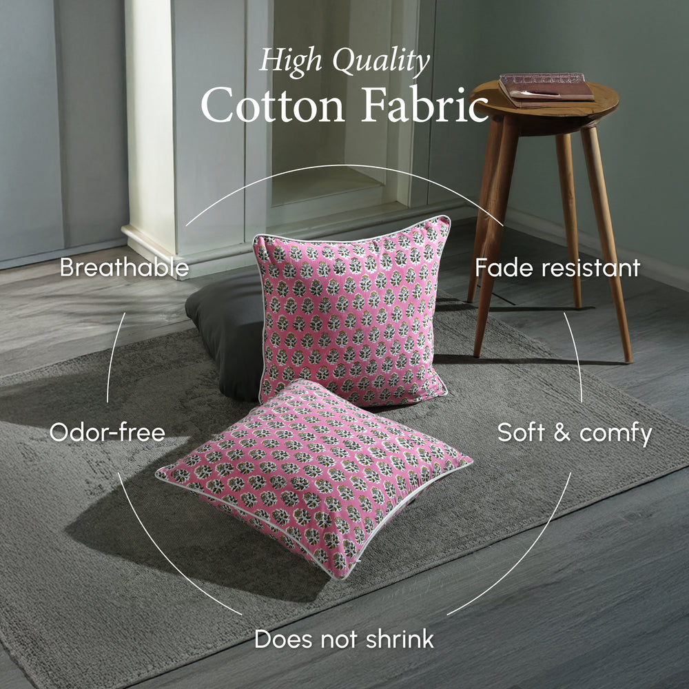Piping Throw Pillow Covers - Poppy Pink (Set of 2)