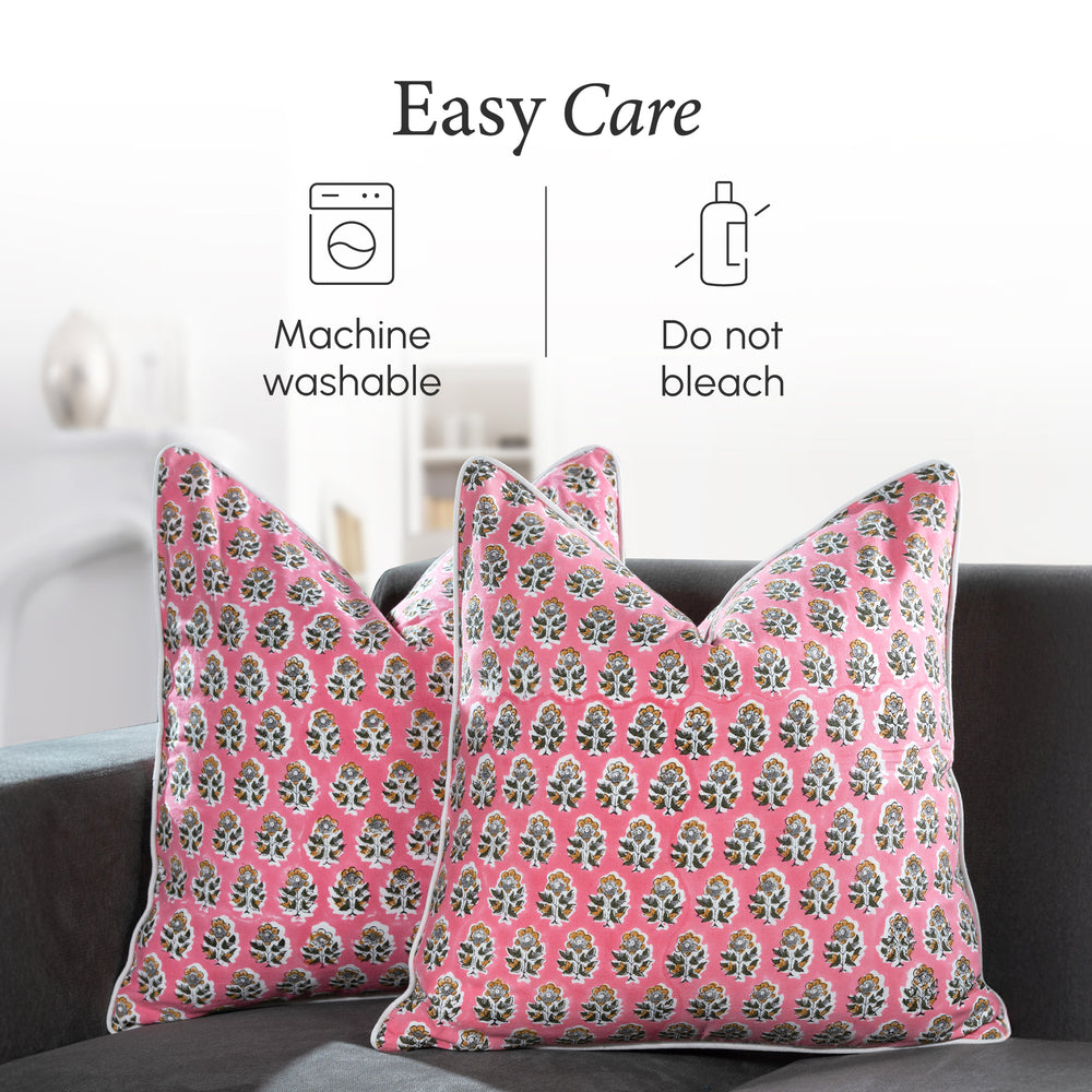 Piping Throw Pillow Covers - Poppy Pink (Set of 2)