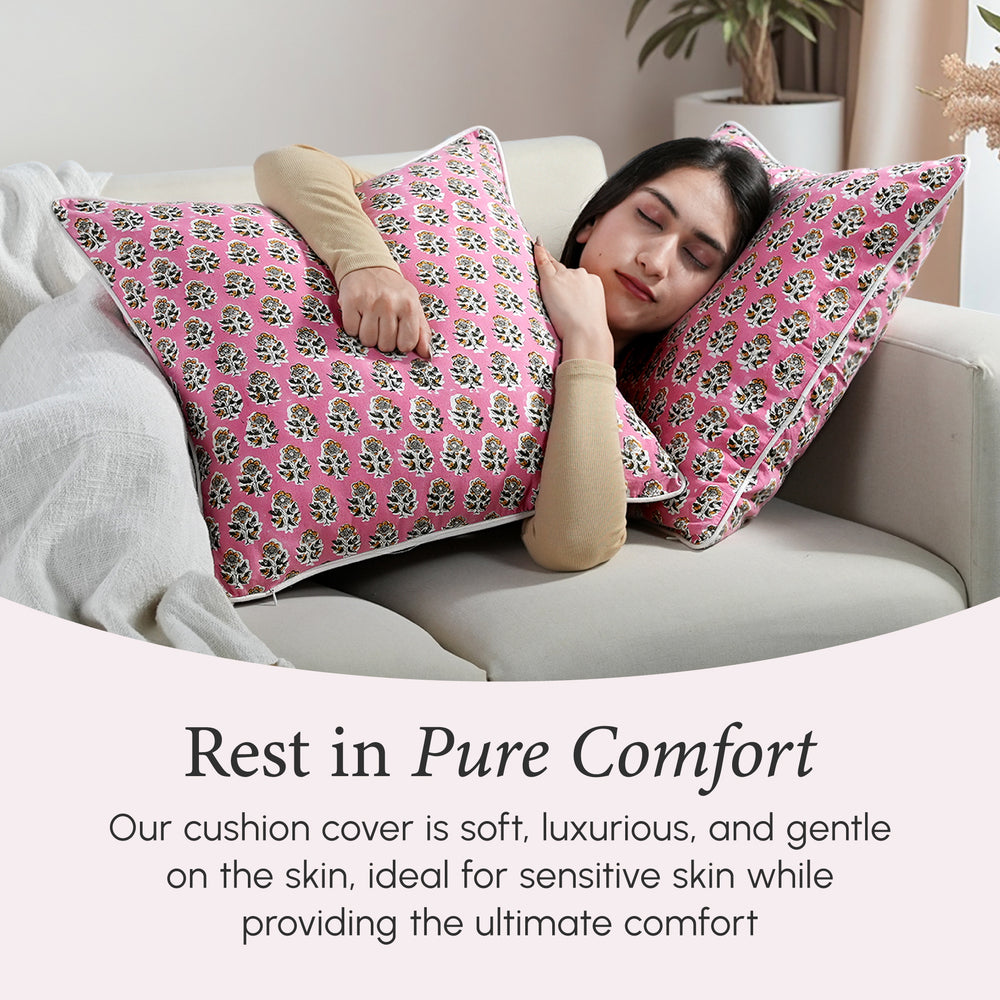 Piping Throw Pillow Covers - Poppy Pink (Set of 2)