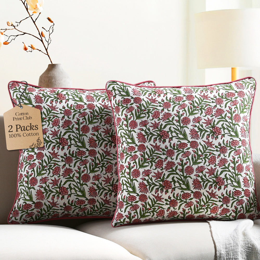 Piping Throw Pillow Covers - Red Garnet (Set of 2)