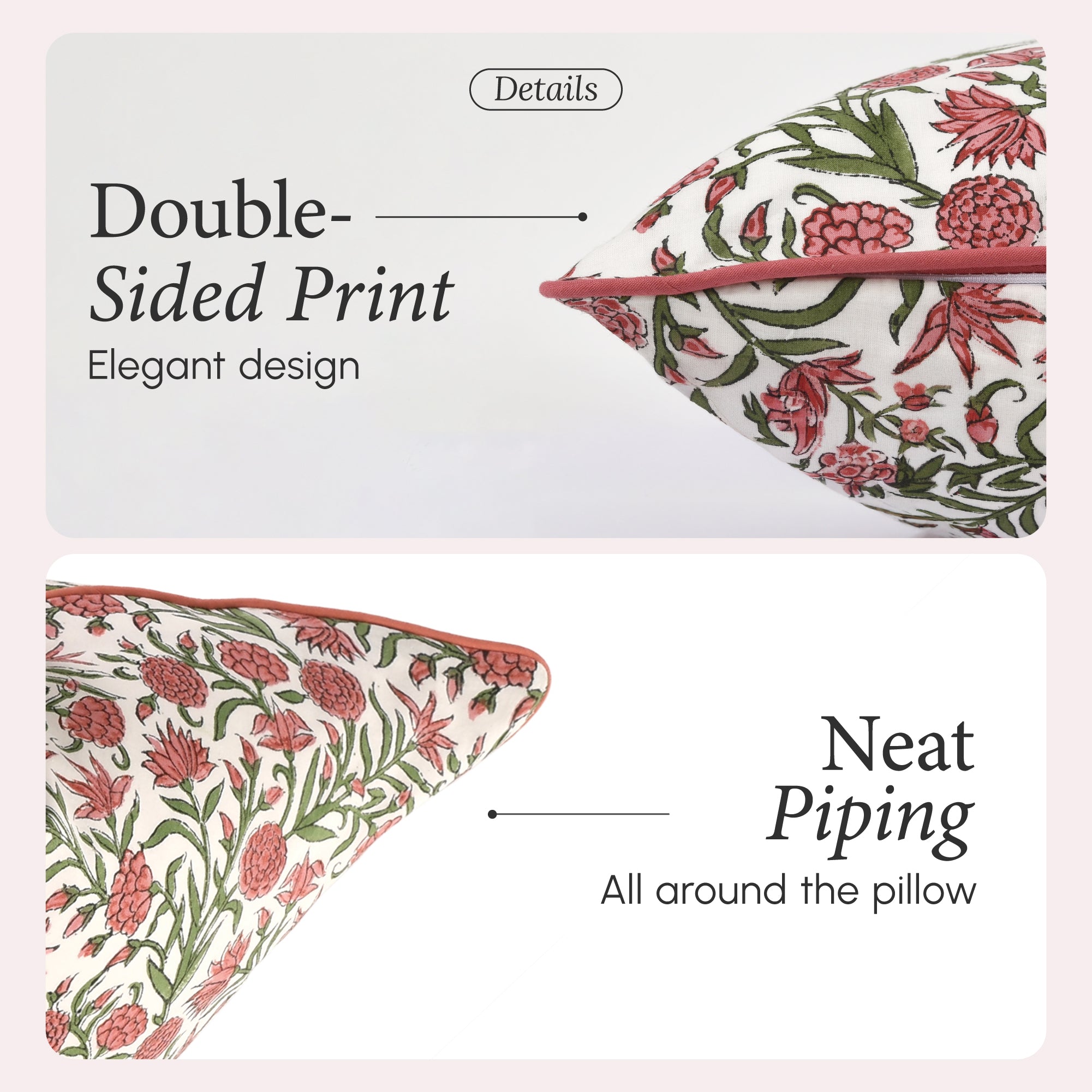 Piping Throw Pillow Covers - Red Garnet (Set of 2)