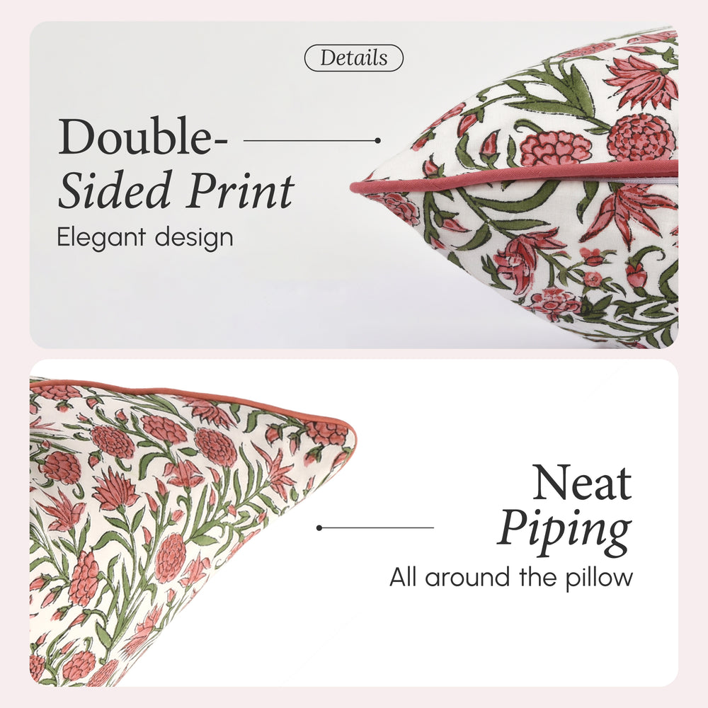 Piping Throw Pillow Covers - Red Garnet (Set of 2)