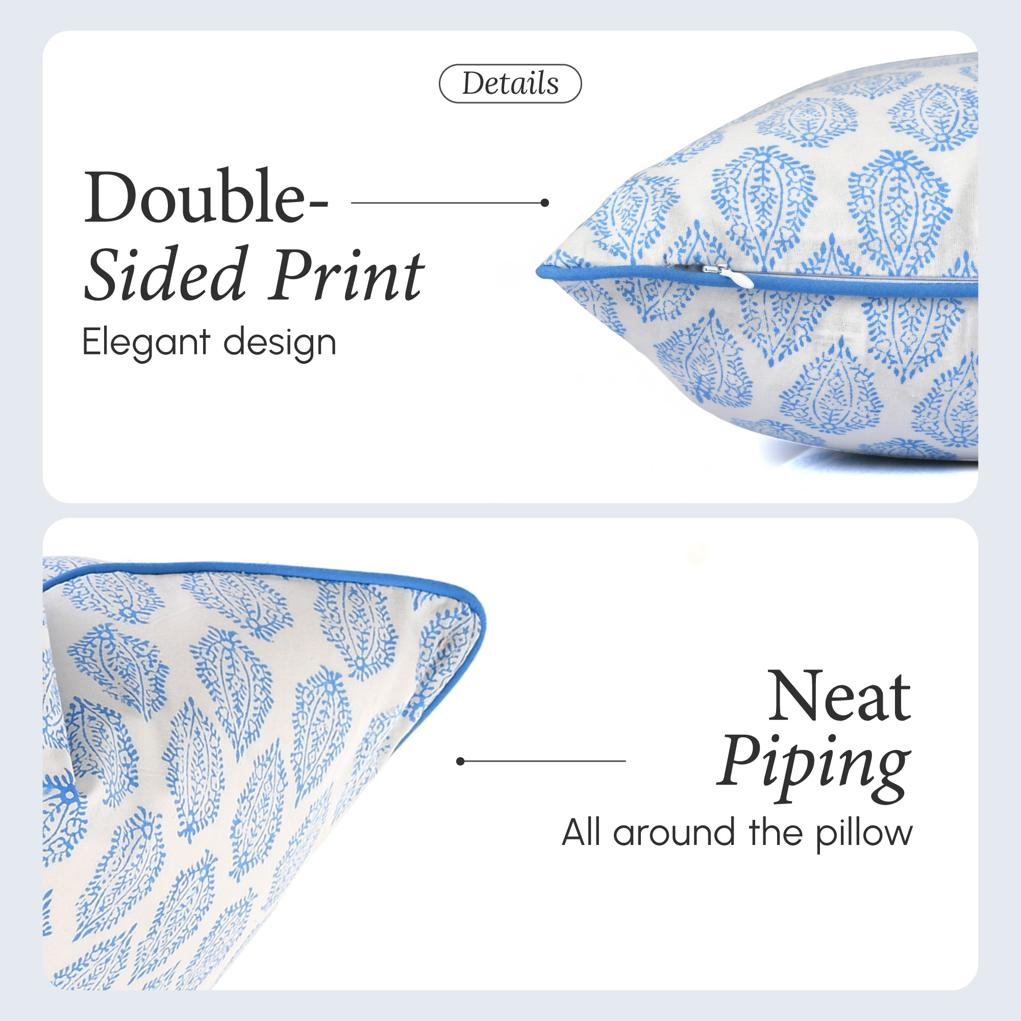 Piping Throw Pillow Covers - Royal Blue (Set of 2)