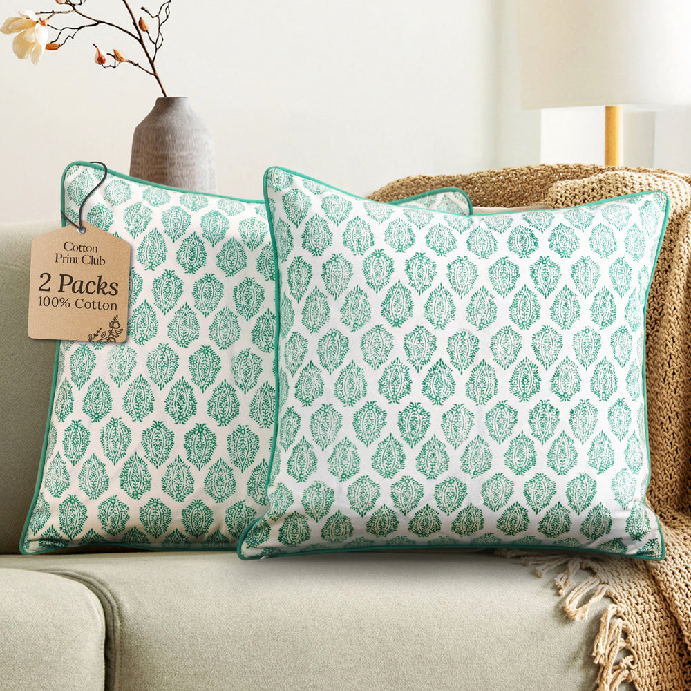 Piping Throw Pillow Covers - Sea Green (Set of 2)