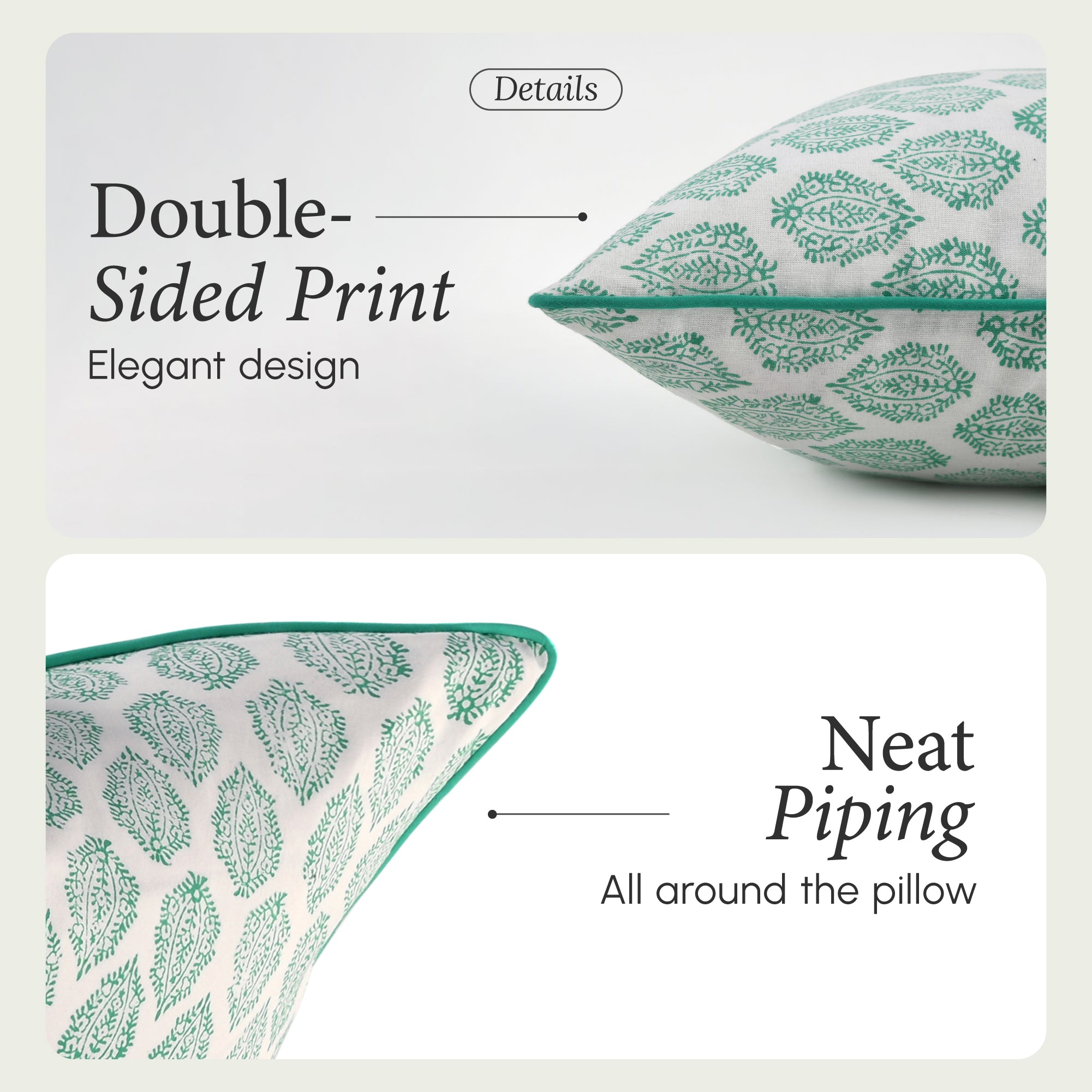 Piping Throw Pillow Covers - Sea Green (Set of 2)
