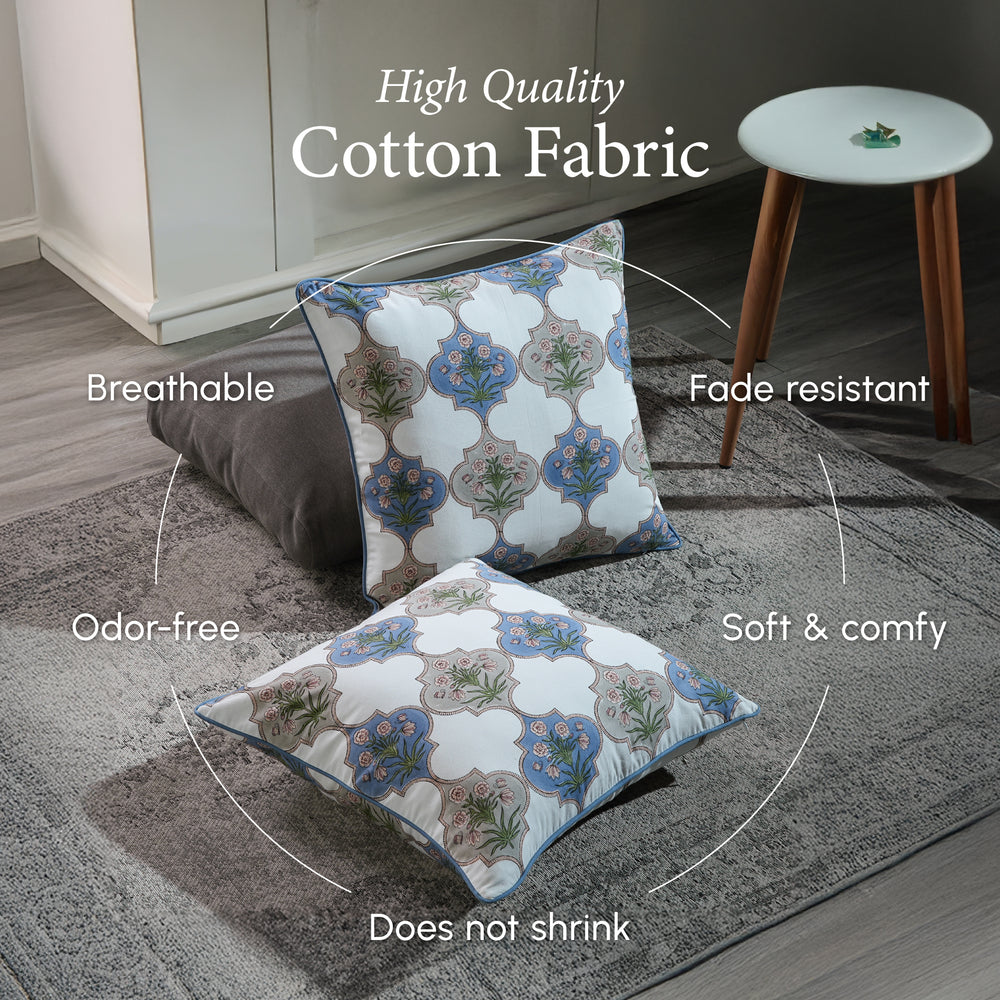 Piping Throw Pillow Covers - Tanzanite Blue (Set of 2)