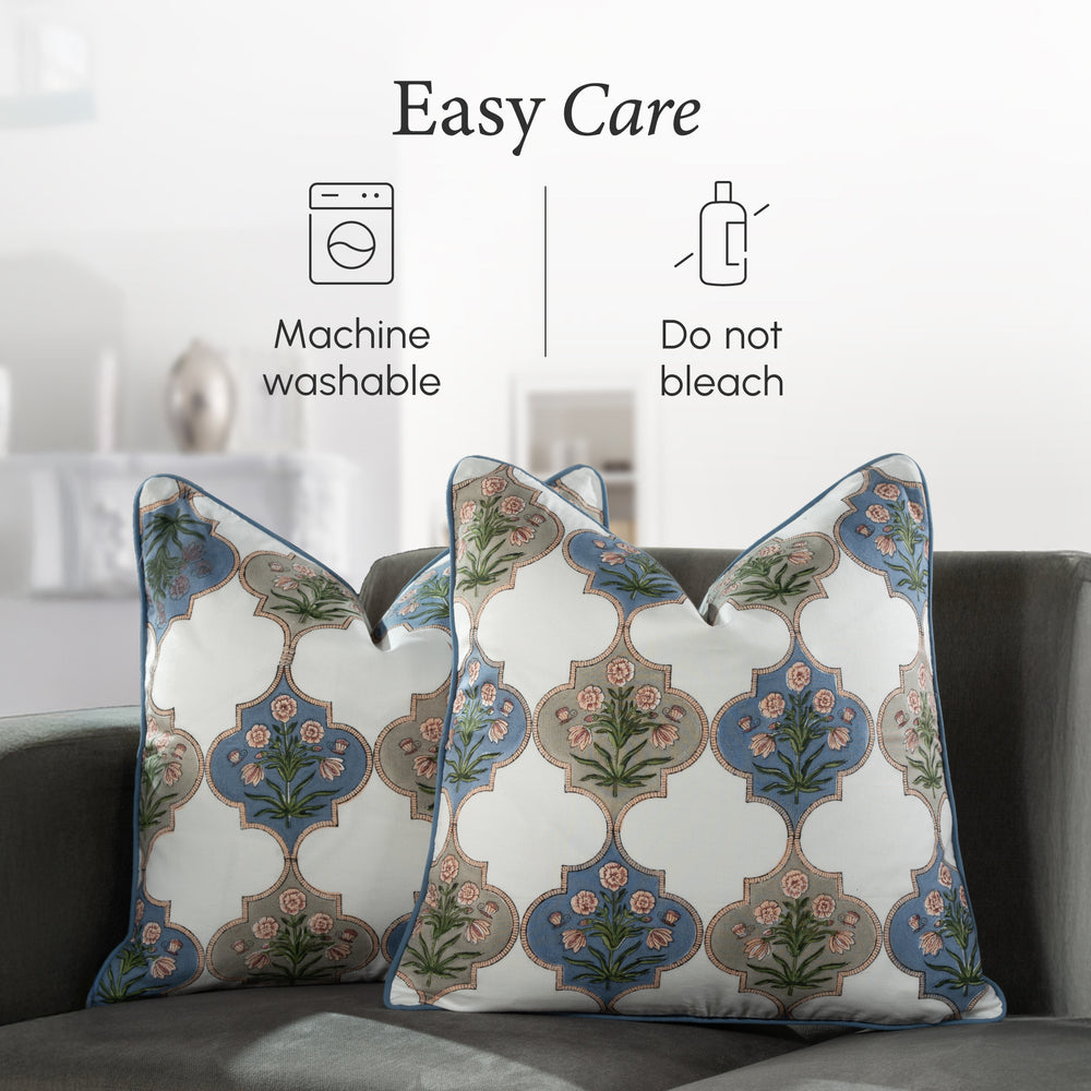 Piping Throw Pillow Covers - Tanzanite Blue (Set of 2)