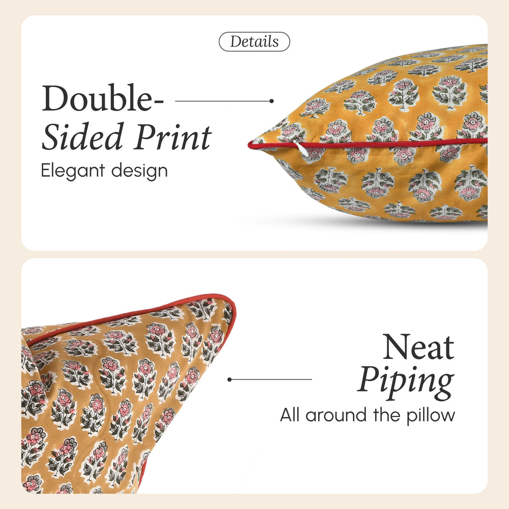 Piping Throw Pillow Covers - Yellow Citrine (Set of 2)