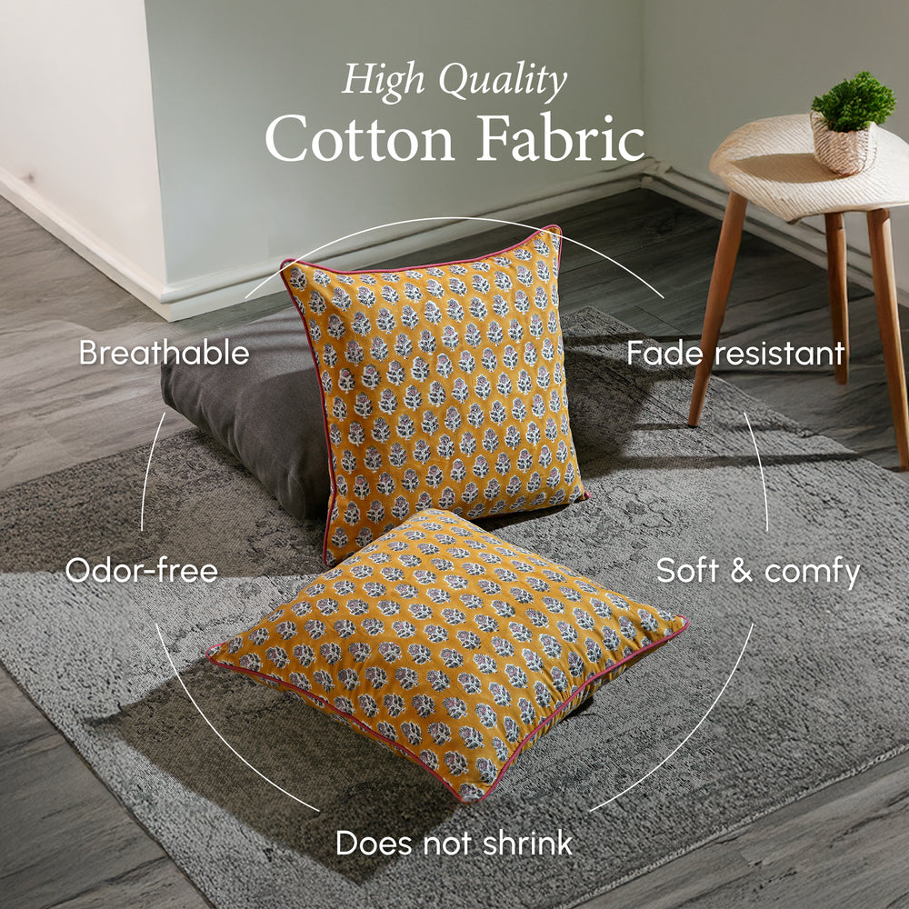 Piping Throw Pillow Covers - Yellow Citrine (Set of 2)