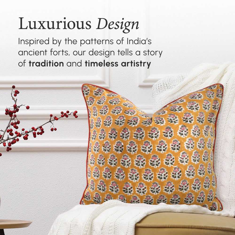 Piping Throw Pillow Covers - Yellow Citrine (Set of 2)