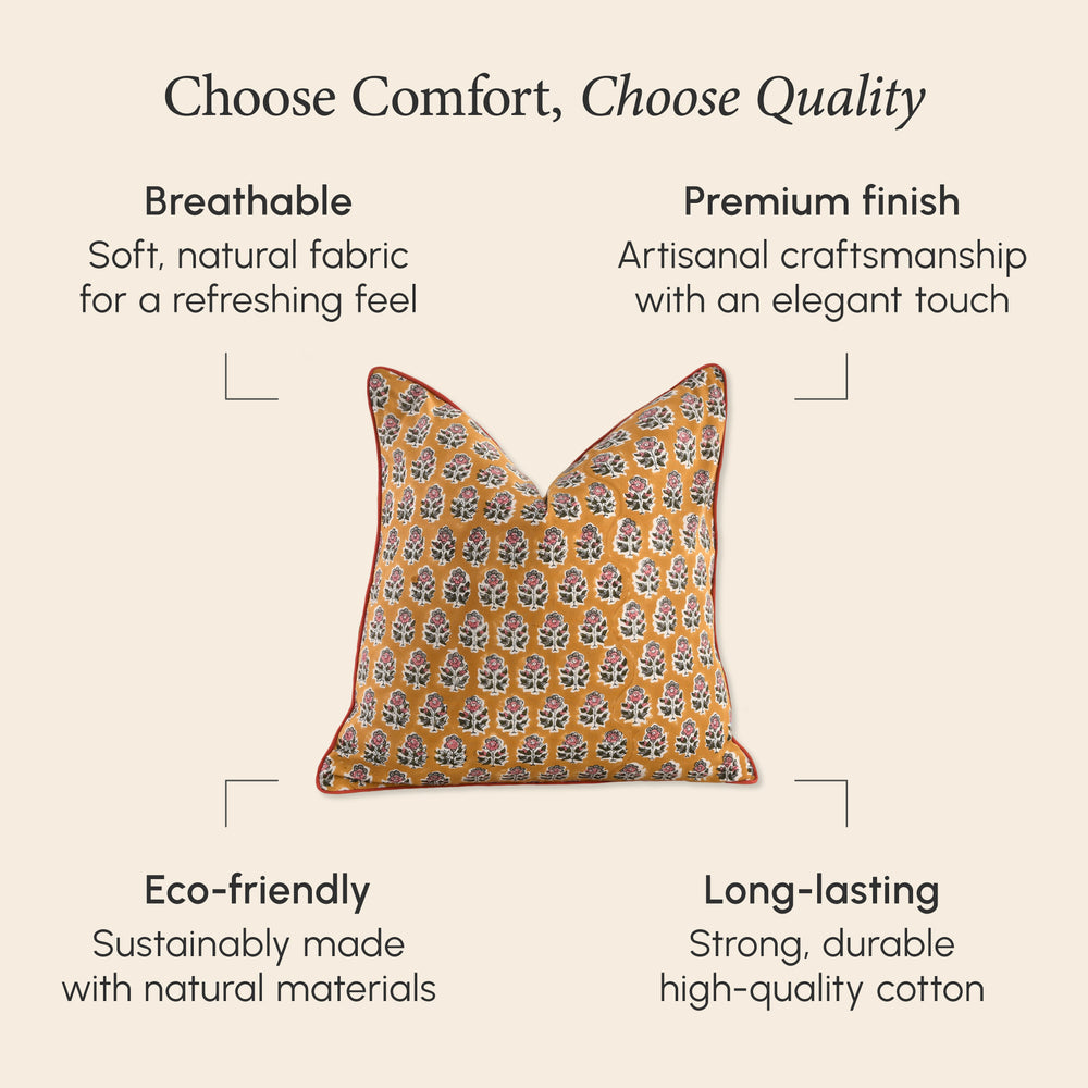 Piping Throw Pillow Covers - Yellow Citrine (Set of 2)