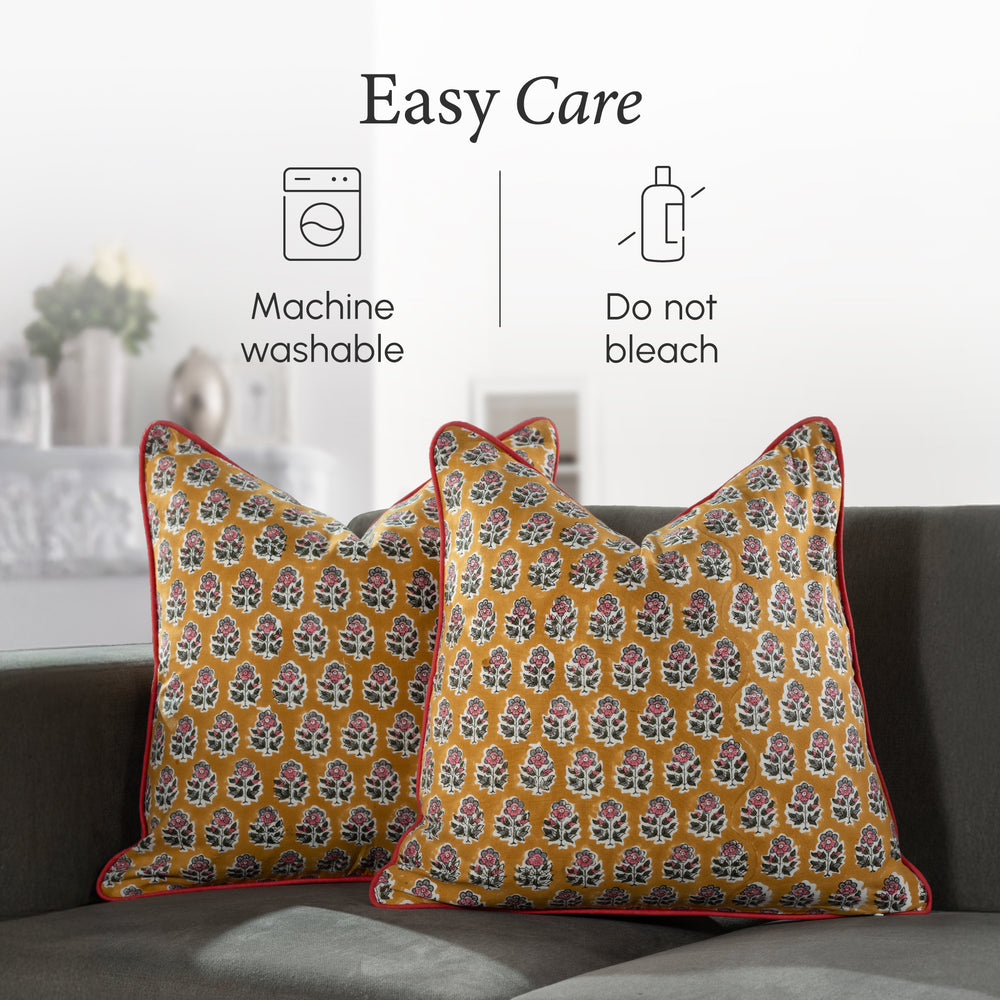 Piping Throw Pillow Covers - Yellow Citrine (Set of 2)
