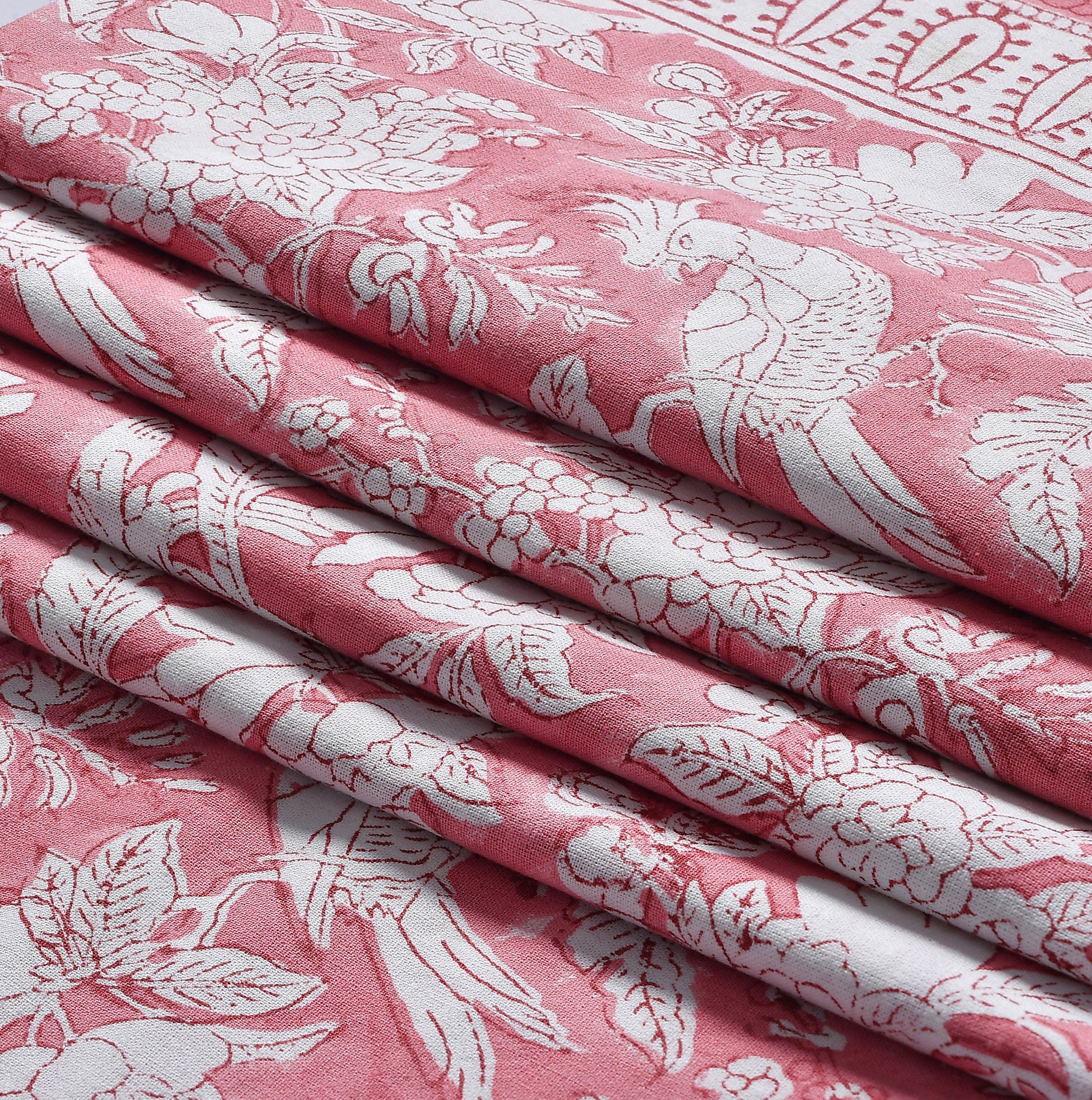 Floral Pink Block Printed Napkin