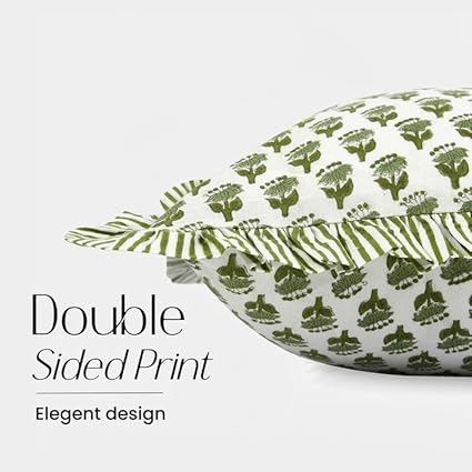 Cotton Ruffle Sham Cover - Emerald Green