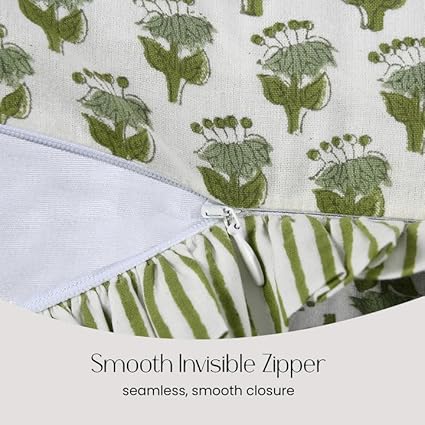 Cotton Ruffle Sham Cover - Emerald Green