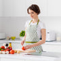 Charming green and white floral apron for cooking