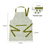 Elegant green and white floral kitchen apron with pockets