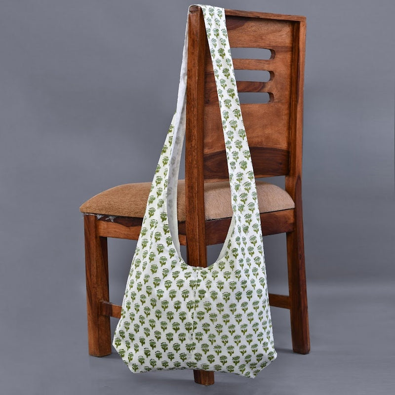 Bag, Cotton Print Club- Emerald Green Handmade Tote Bag, Indian  Hand Block Floral Printed Bag for Shopping, Temple, School, Market Church.