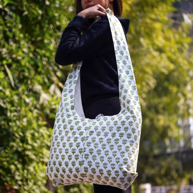 Bag, Cotton Print Club- Emerald Green Handmade Tote Bag, Indian  Hand Block Floral Printed Bag for Shopping, Temple, School, Market Church.