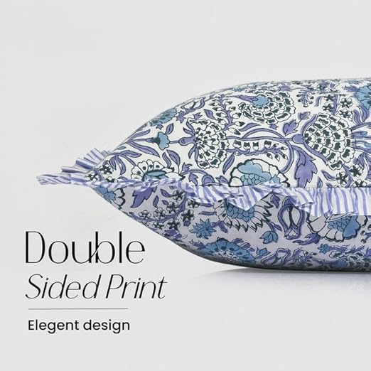 Ruffle Throw Pillow Covers -  Indigo Blue