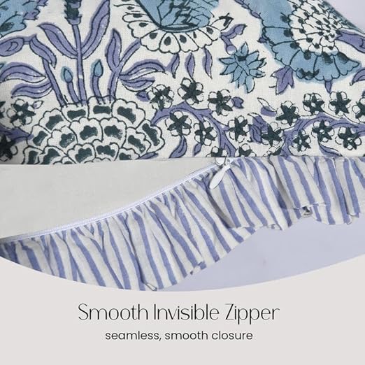 Ruffle Throw Pillow Covers -  Indigo Blue