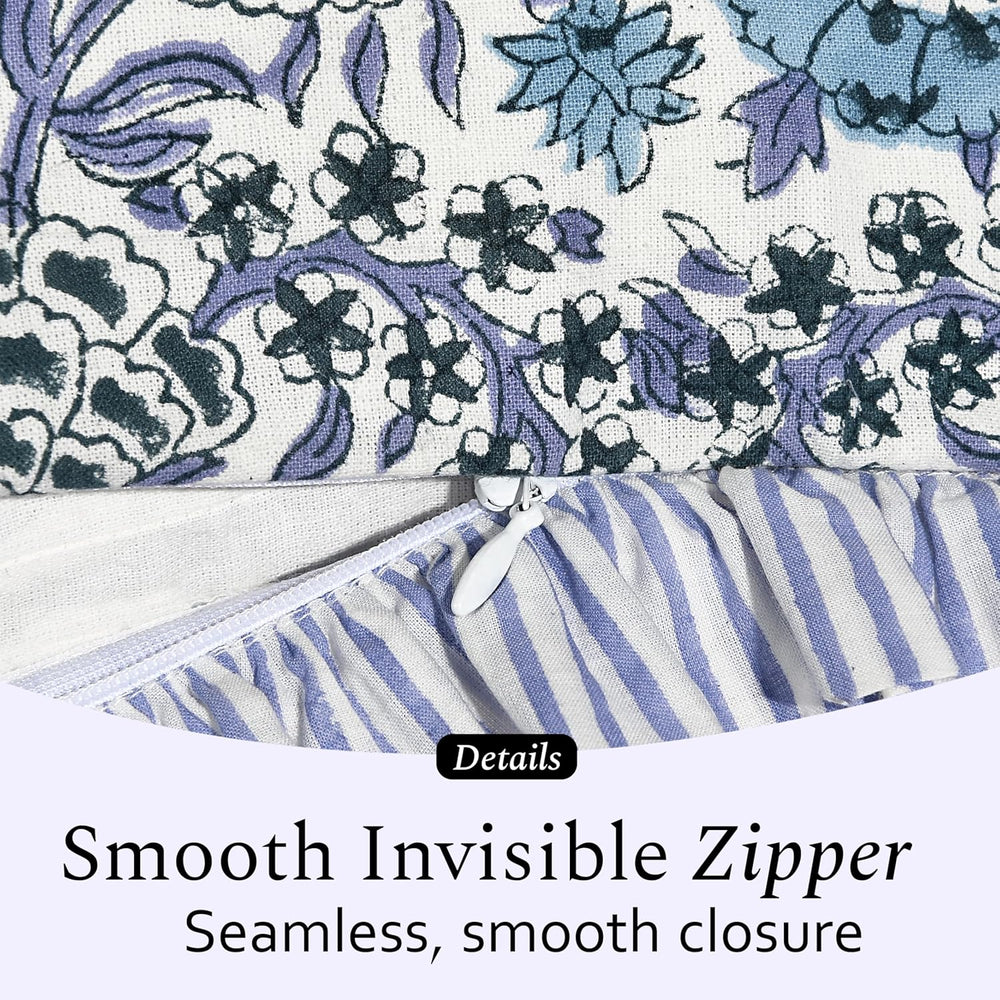 Ruffle Throw Pillow Covers -  Indigo Blue
