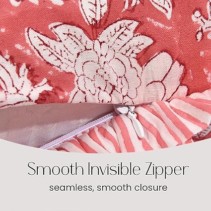 Ruffle Throw Pillow Covers -  Coral Pink