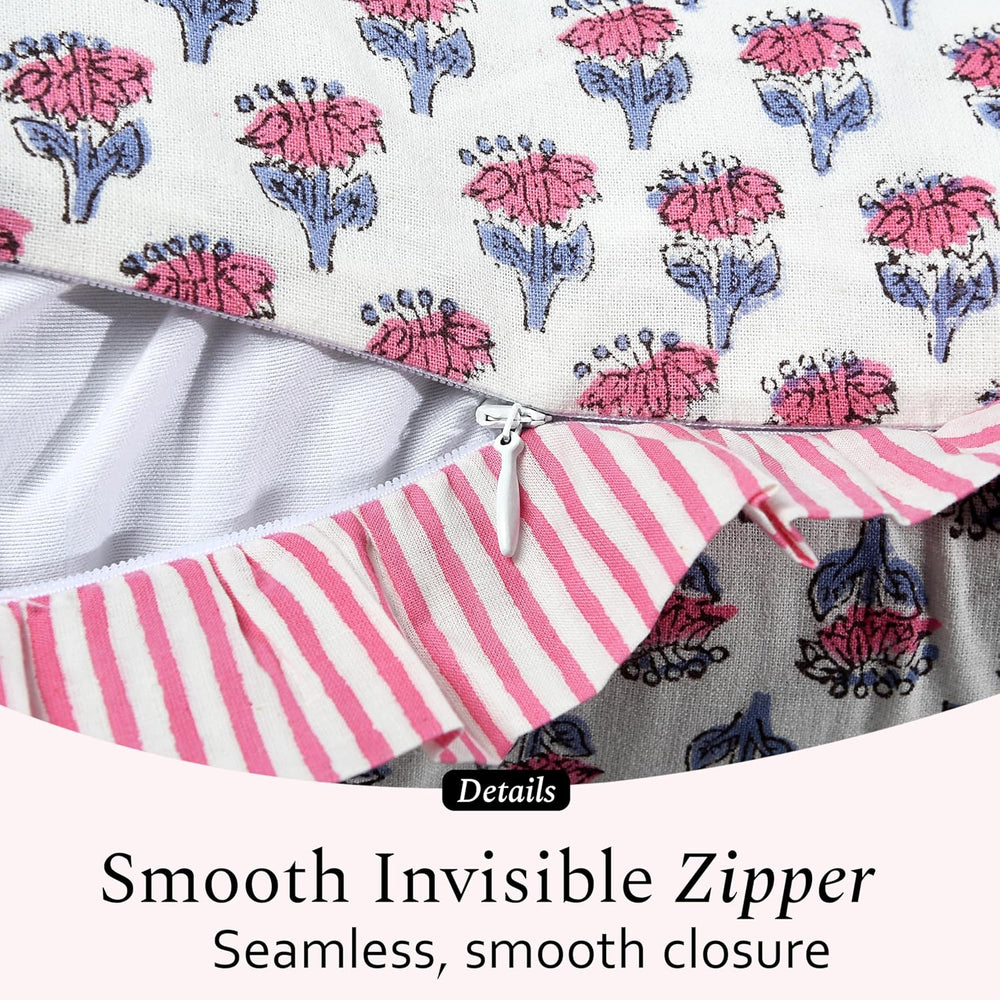 Ruffle Throw Pillow Covers -  Pink Sapphire