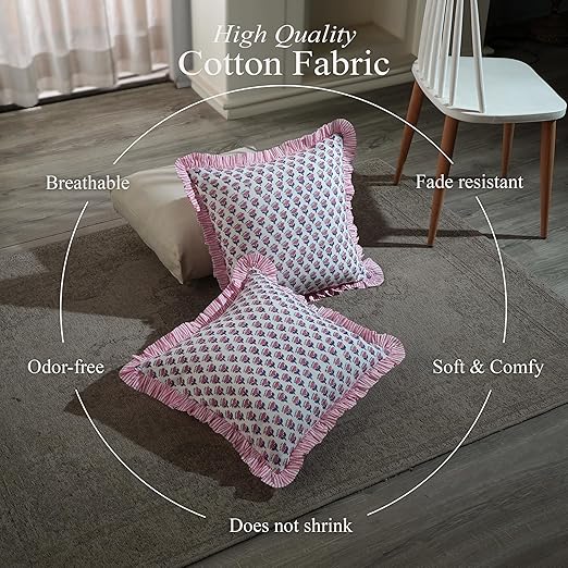 Ruffle Throw Pillow Covers -  Pink Sapphire