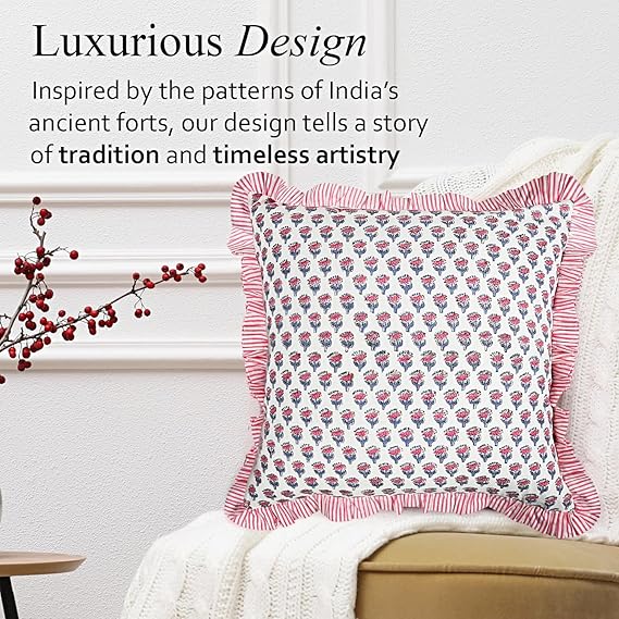 Ruffle Throw Pillow Covers -  Pink Sapphire