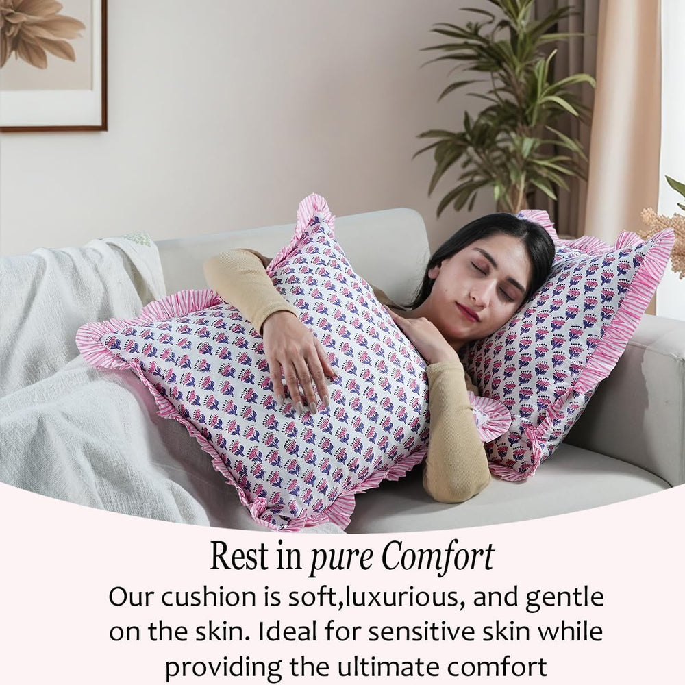 Ruffle Throw Pillow Covers -  Pink Sapphire