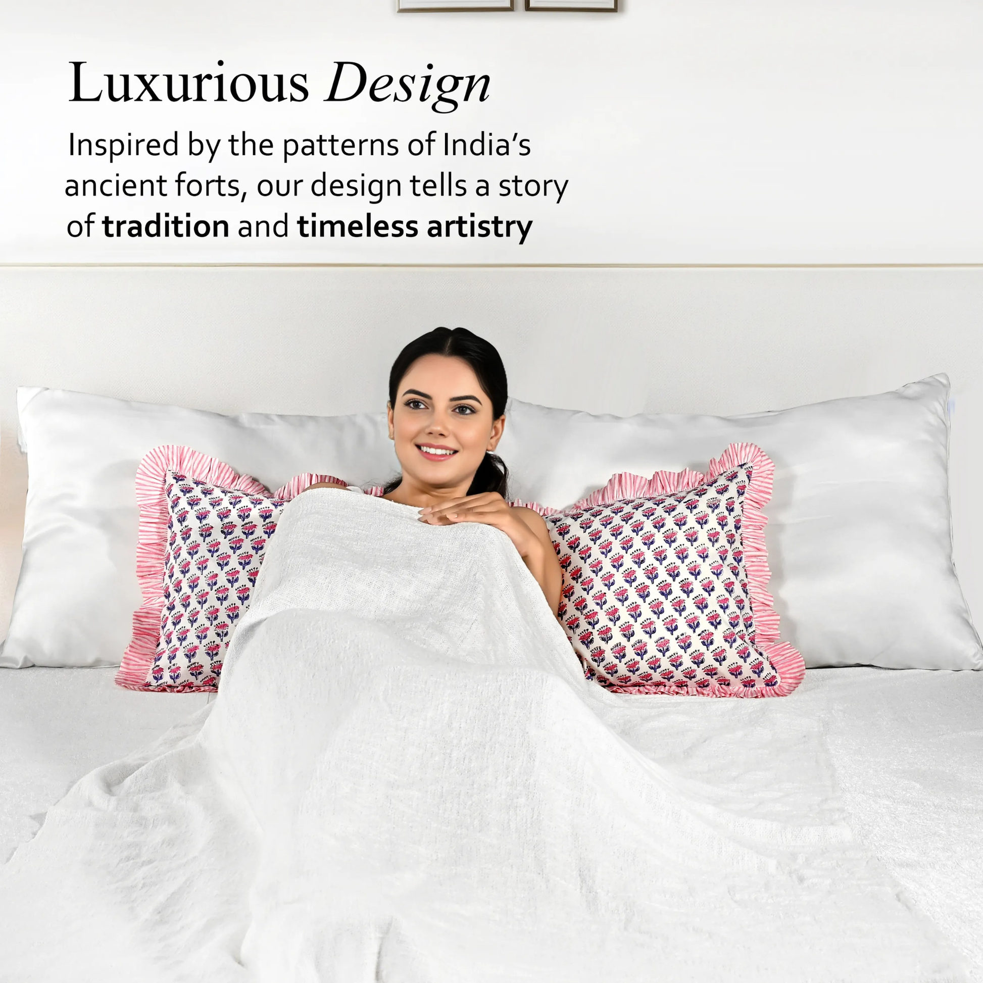 Handcrafted cotton bolster pillow handmade block print fabric