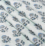 Poppy blue embroidered cotton placemat with soft scalloped edge