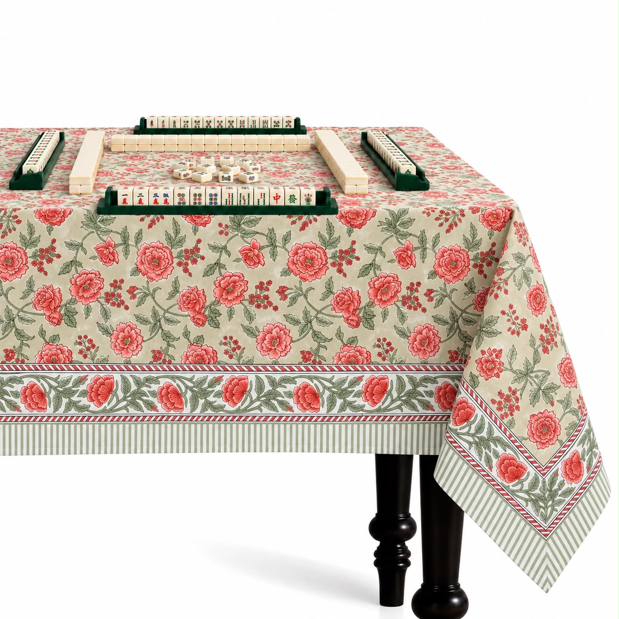 Cotton Block Print Tablecloth – Fire Opal