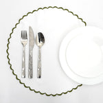 LF placemat Green / Set of 2-15 in White Round Cotton Scallop Placemat