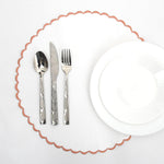 LF placemat Orange / Set of 2-15 in White Round Cotton Scallop Placemat