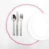 LF placemat Pink / Set of 2-15 in White Round Cotton Scallop Placemat